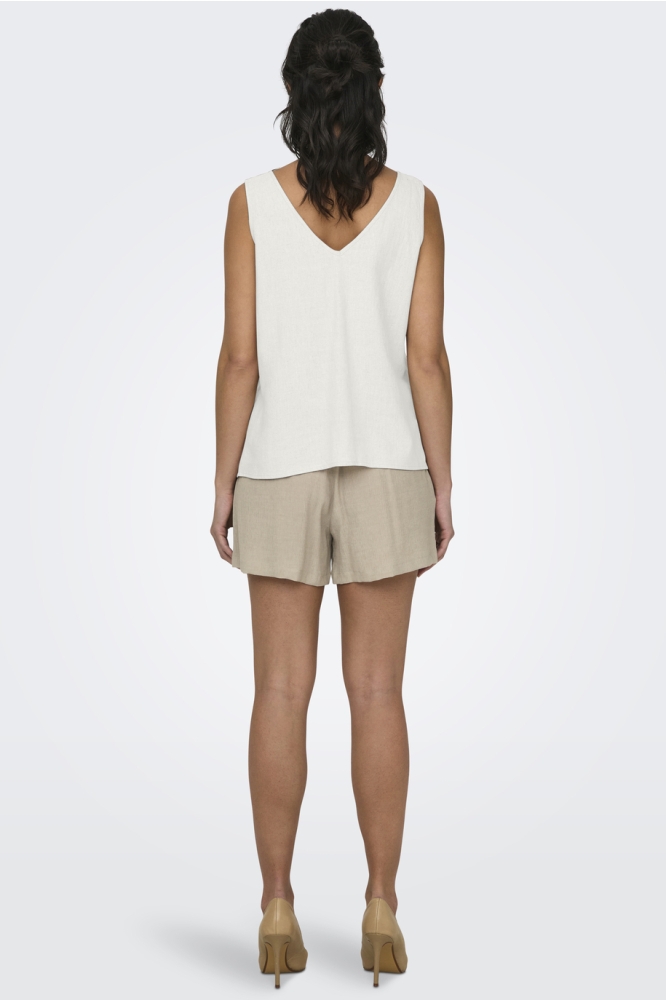 JDYSAY S/L LINEN V-NECK TOP WVN DIA 15317387 SNOW WHITE